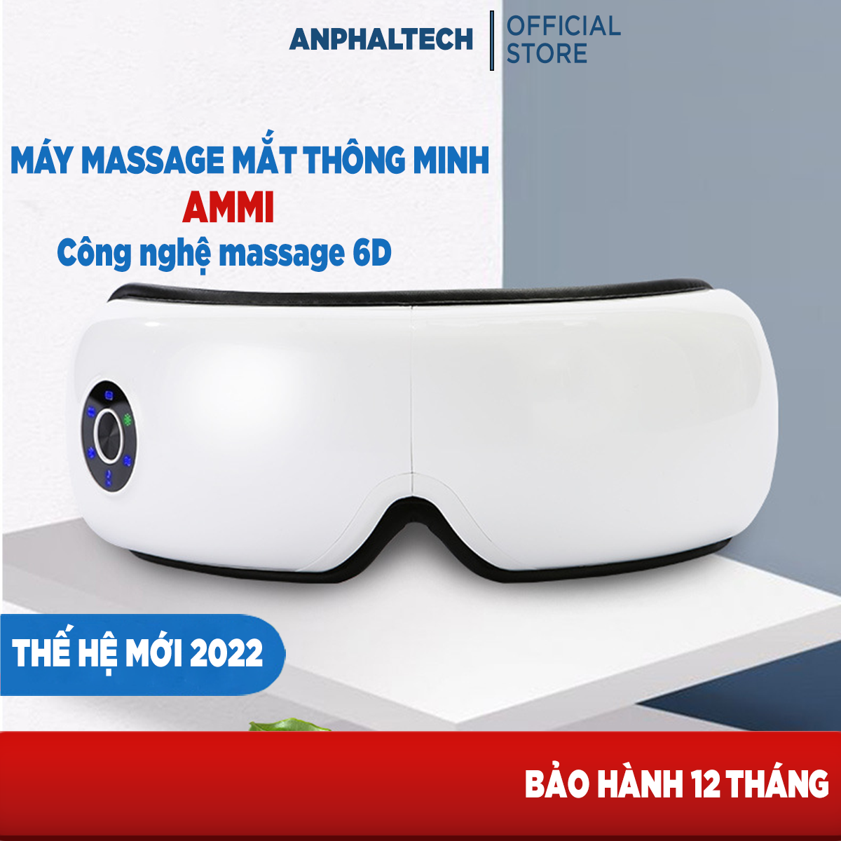 Máy Mát xa Mắt Ammi AM-2098, Máy Massage Mắt Thông Minh Công Nghệ 6D Nhật Bản Thế Hệ Mới Nhất 2022