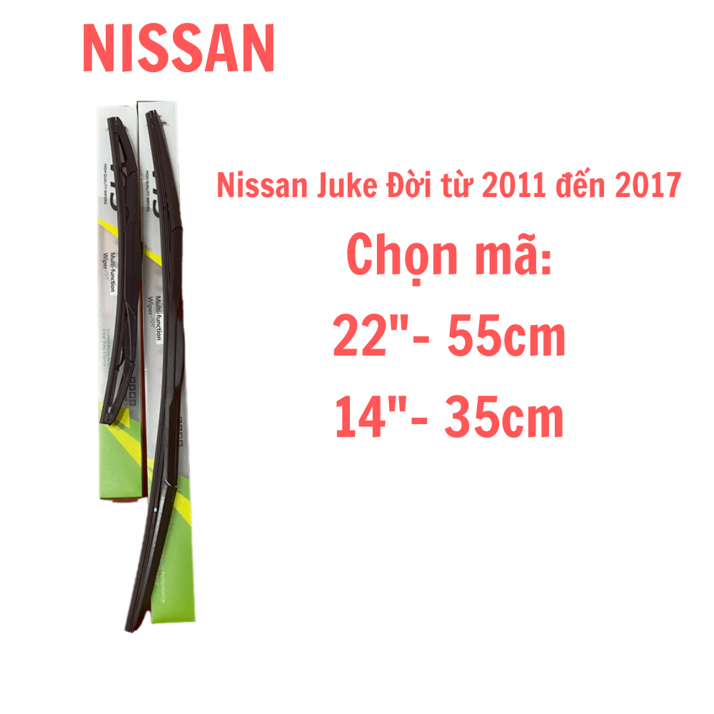 Bộ cần gạt mưa ô tô, gạt mưa thanh 3 khúc dành cho xe Nissan Juke, Micra, Murano, Navara, Qashai và các dòng xe khác của Nissan