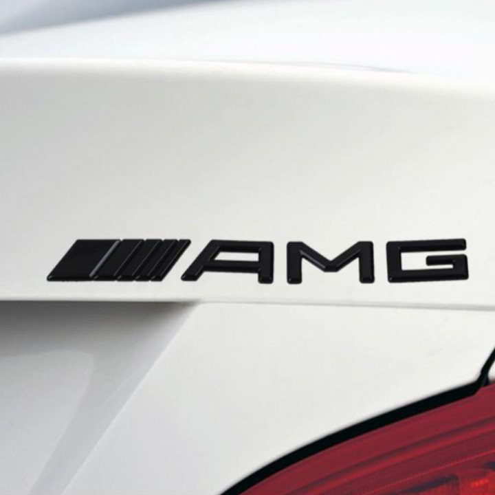 Tem Decal logo 3D hợp kim inox chữ nổi dùng cho xe AMG dán xe đuôi ô tô