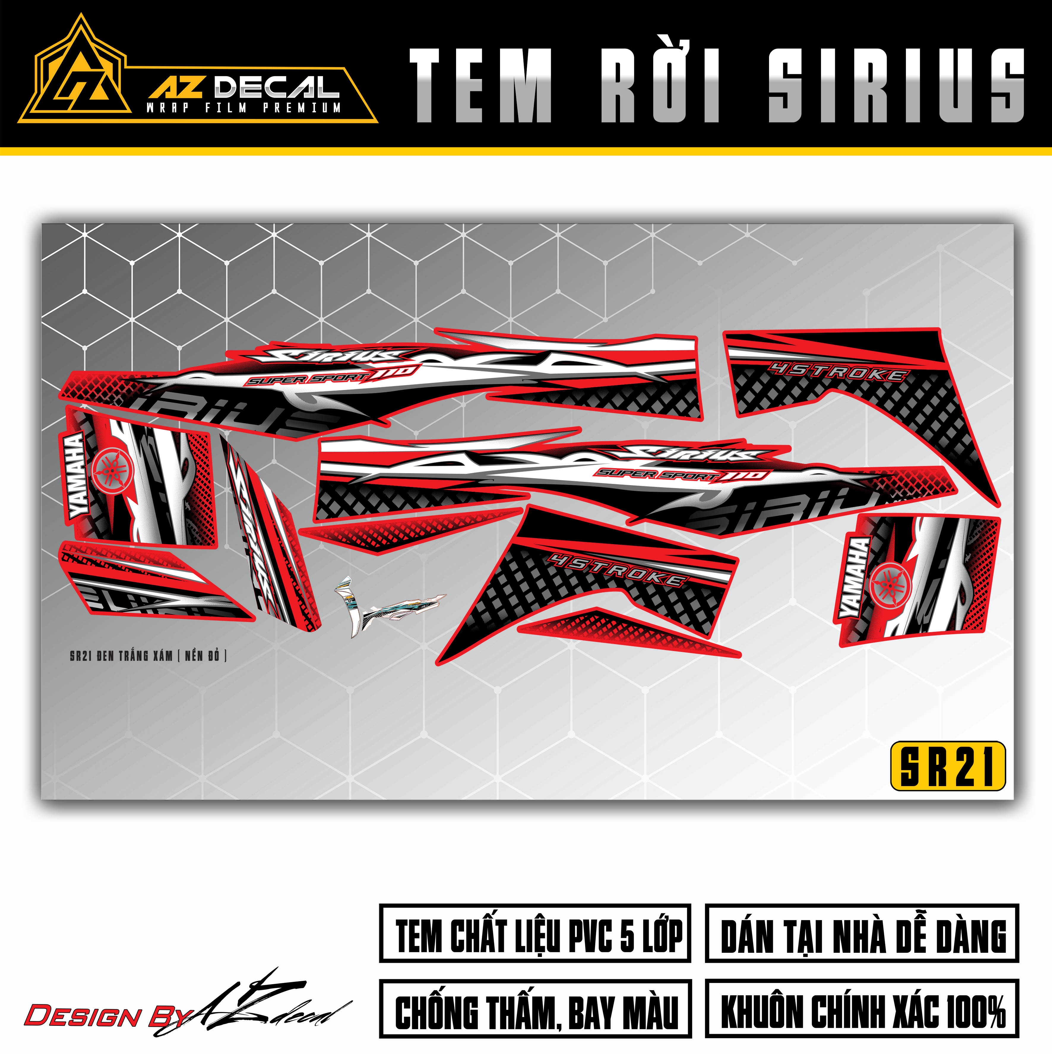 Tem Chế Xe Sirius RC Mẫu Super Sport | SR21 | Decal Rời Dán Xe Chất Liệu PVC Chống Nước, Cắt Tạo Khuôn Sẵn