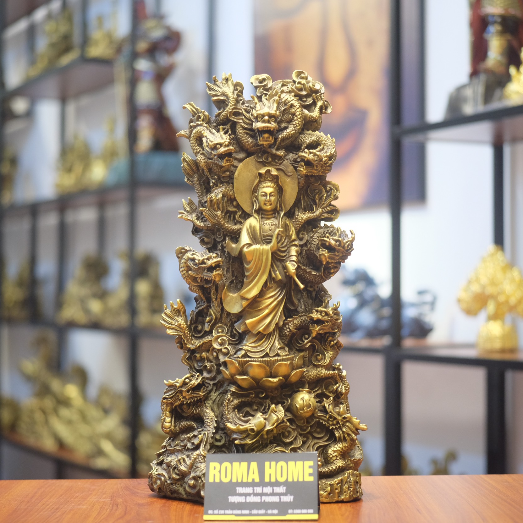 Tượng Quan Ấm Cửu Long Bằng Đồng, Quan Âm Cưỡi Rồng