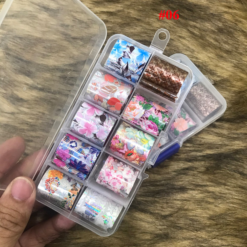 Set 10 Cuộn Giấy Foil Trang Trí Móng, Với Mẫu Mã Phong Phú, Màu Sắc Và Họa Tiết Để Tạo Nhiều Phong Cách Móng Đẹp, Trẻ Trung, Năng Động, Thiết Kế Thời Trang, Dễ Sử Dụng