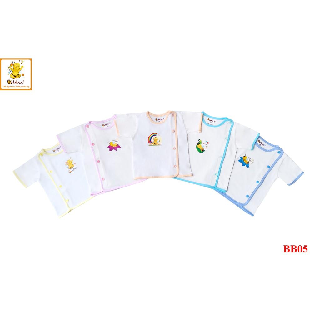 COMBO 5 Áo sơ sinh bác sĩ viền màu in hình tay ngắn cotton BABIBOO - BB05