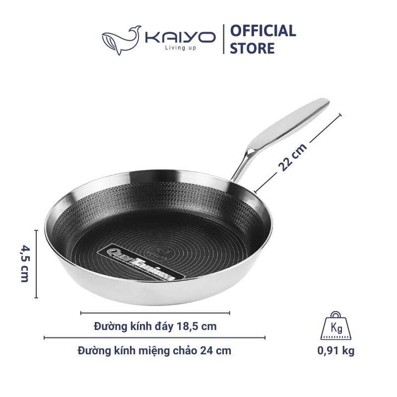 Chảo inox chống dính hoa văn nổi thân đáy liền 3 lớp tri-ply Kaiyo, size 24cm