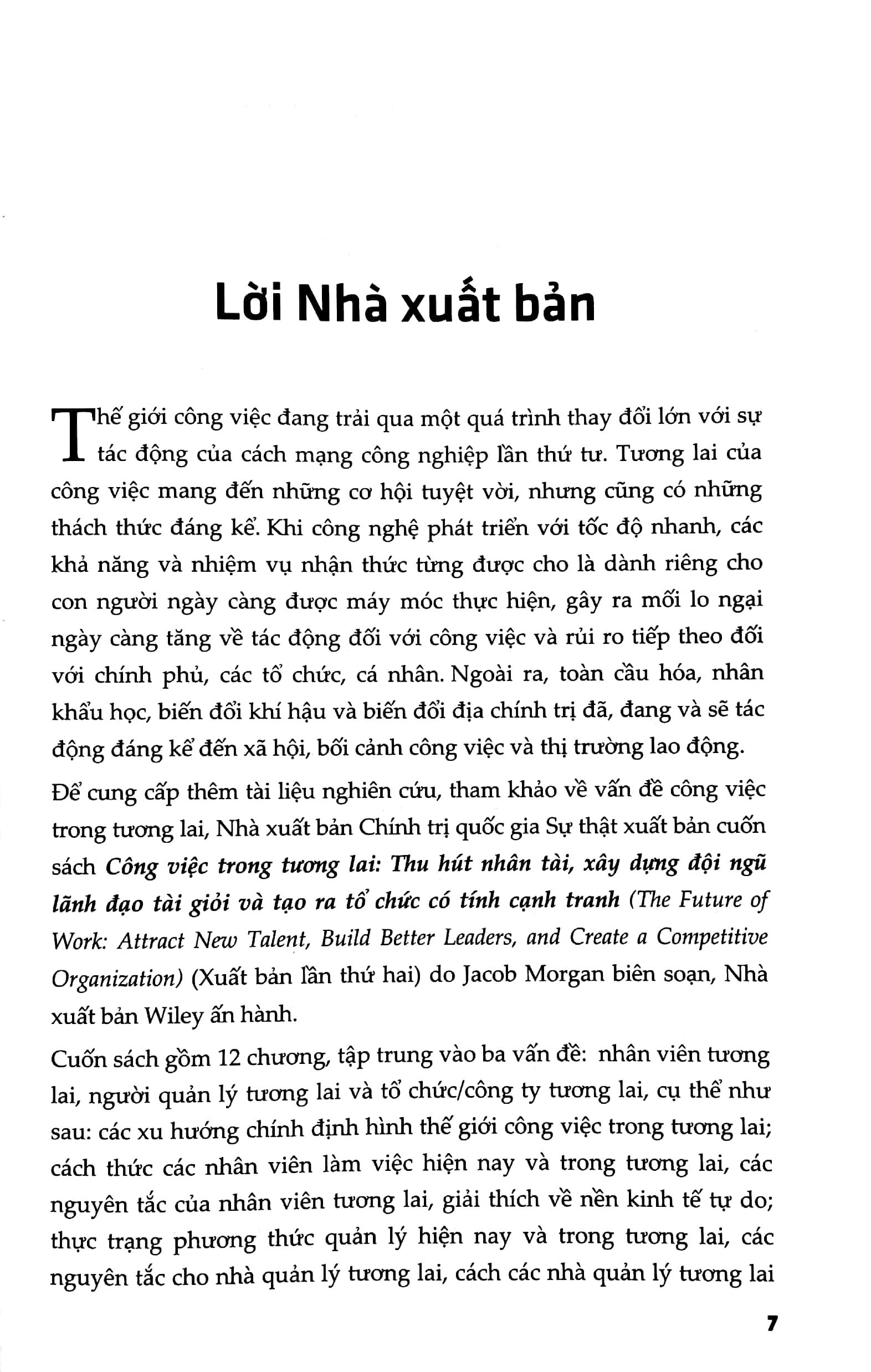 Công Việc Trong Tương Lai: Thu Hút Nhân Tài, Xây Dựng Đội Ngũ Lãnh Đạo Tài Giỏi Và Tạo Ra Tổ Chức Có Tính Cạnh Tranh