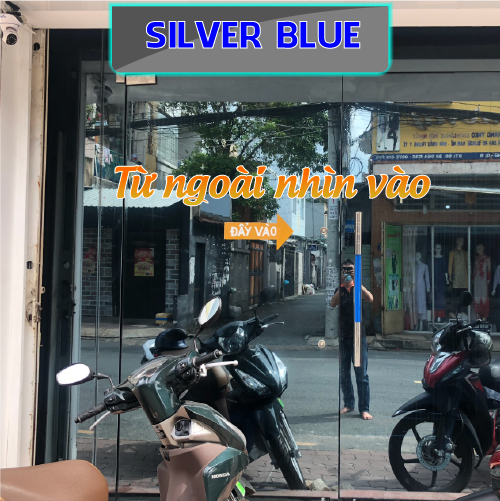 Phim cách nhiệt, chống nóng Hàn Quốc cao cấp - Màu xanh bạc phản gương Silver Blue - Chống UV, giảm chói lóa - Khổ ngang 1,52m