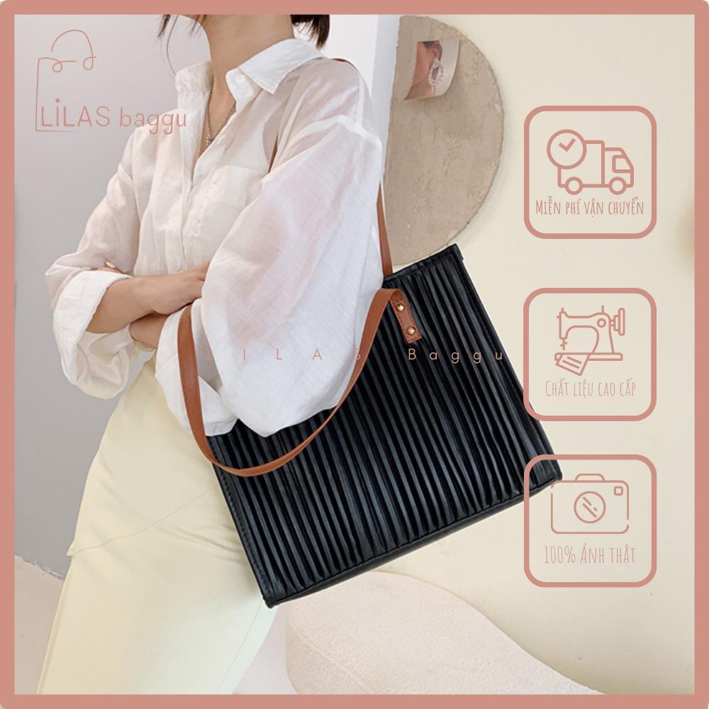 Túi Xách Nữ Tote Da PU LILAS Baggu Đeo Chéo Công Sở Bản To