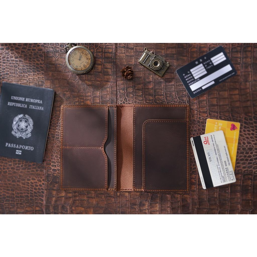 Ví đựng passport, sổ hộ chiếu da bò handmade, nhiều ngăn tiện lợi PP1 - Rockcow