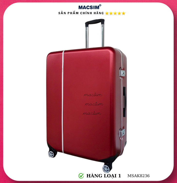 Vali cao cấp Macsim Aksen hàng loại 1 MSAK8236 màu đỏ cỡ 28 inch