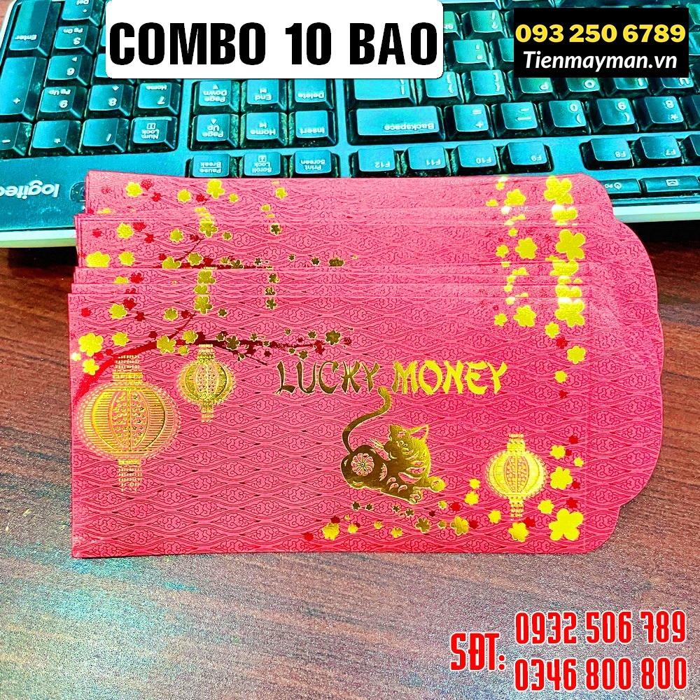 [Giá KM] COMBO 10 Bao lì xì Lucky Money Con Mèo nhũ vàng may mắn màu đỏ lucky money , Hàng Nhập Ngoại, Cực Xịn