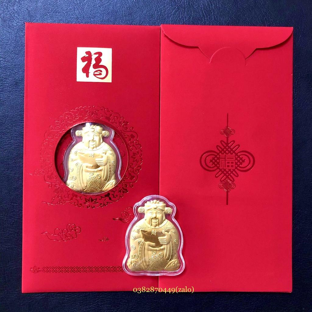 Bao Lì Xì Thần Tài Mạ Vàng Hongkong Cao Cấp
