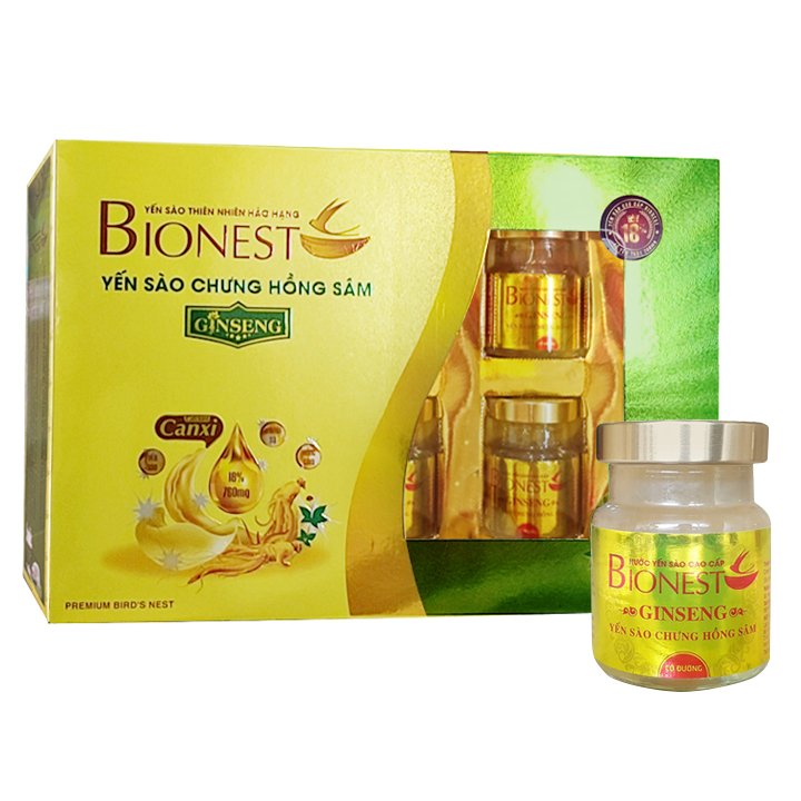 Hộp Yến sào Bionest Ginseng hồng sâm cao cấp - hộp 6 lọ