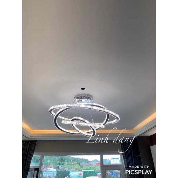 Đèn thả Ca Sỹ Pha Lê ba vòng 40 60 80,3 màu ánh sáng,Trang trí ngôi nhà hiện đại. DT