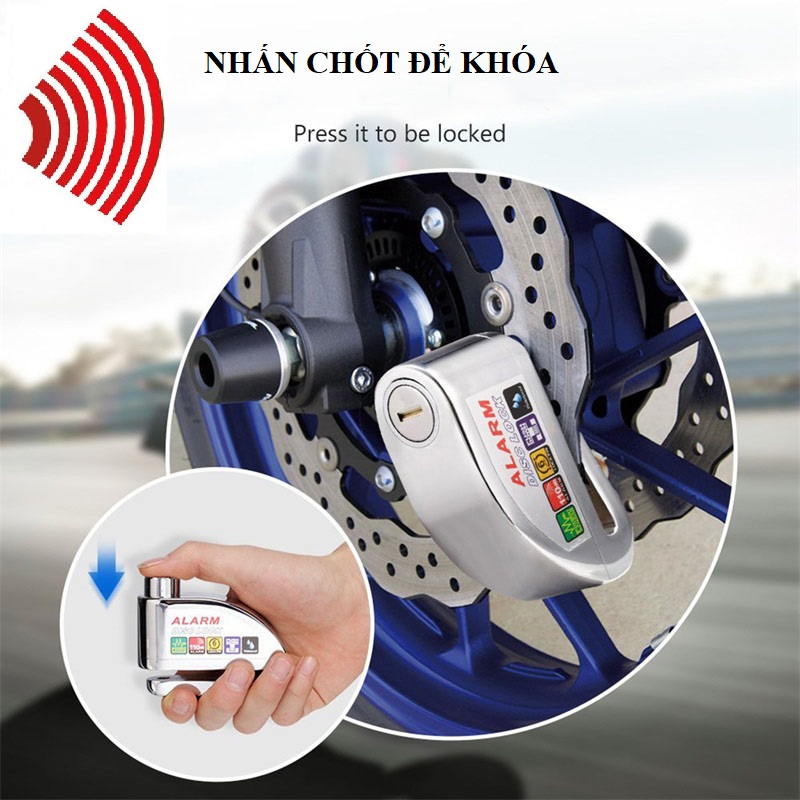 Khóa đĩa báo động âm thanh chống trộm Alarm Disc Lock 8303, khóa chất lượng cao: có độ nhạy cao, âm báo lớn