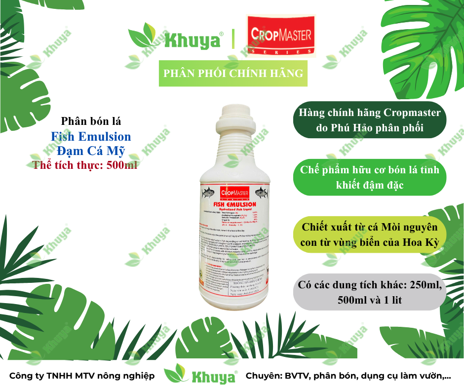 Phân bón lá hữu cơ Fish Emulsion Đạm cá Mỹ 500ml