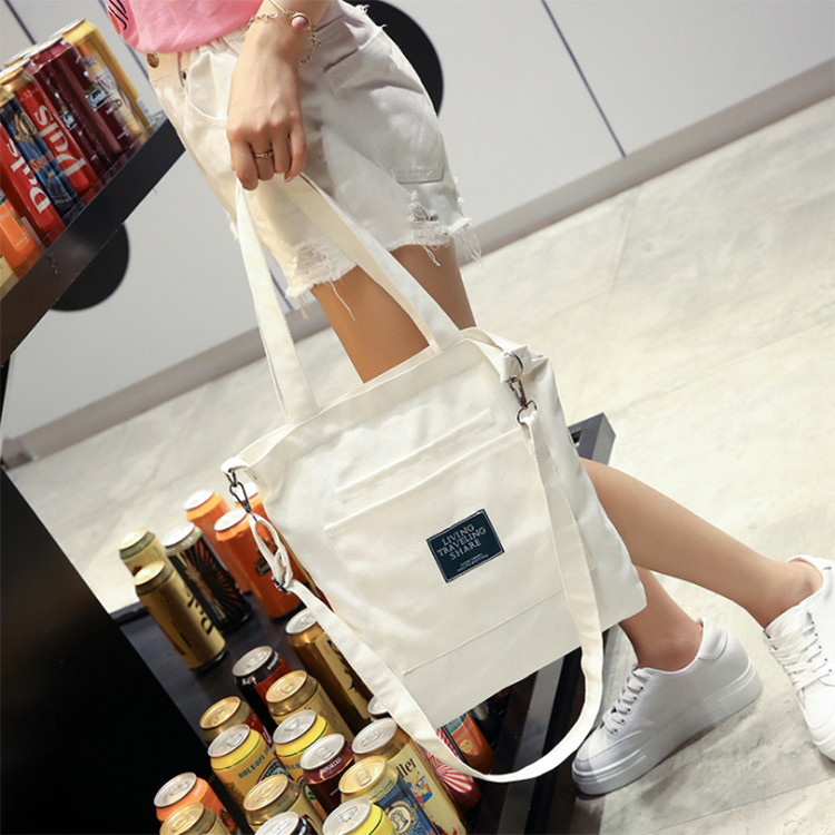 Túi Tote Đeo Chéo Vải Canvas Living Traveling Share Phong Cách Ulzzang Hàn Quốc BT17