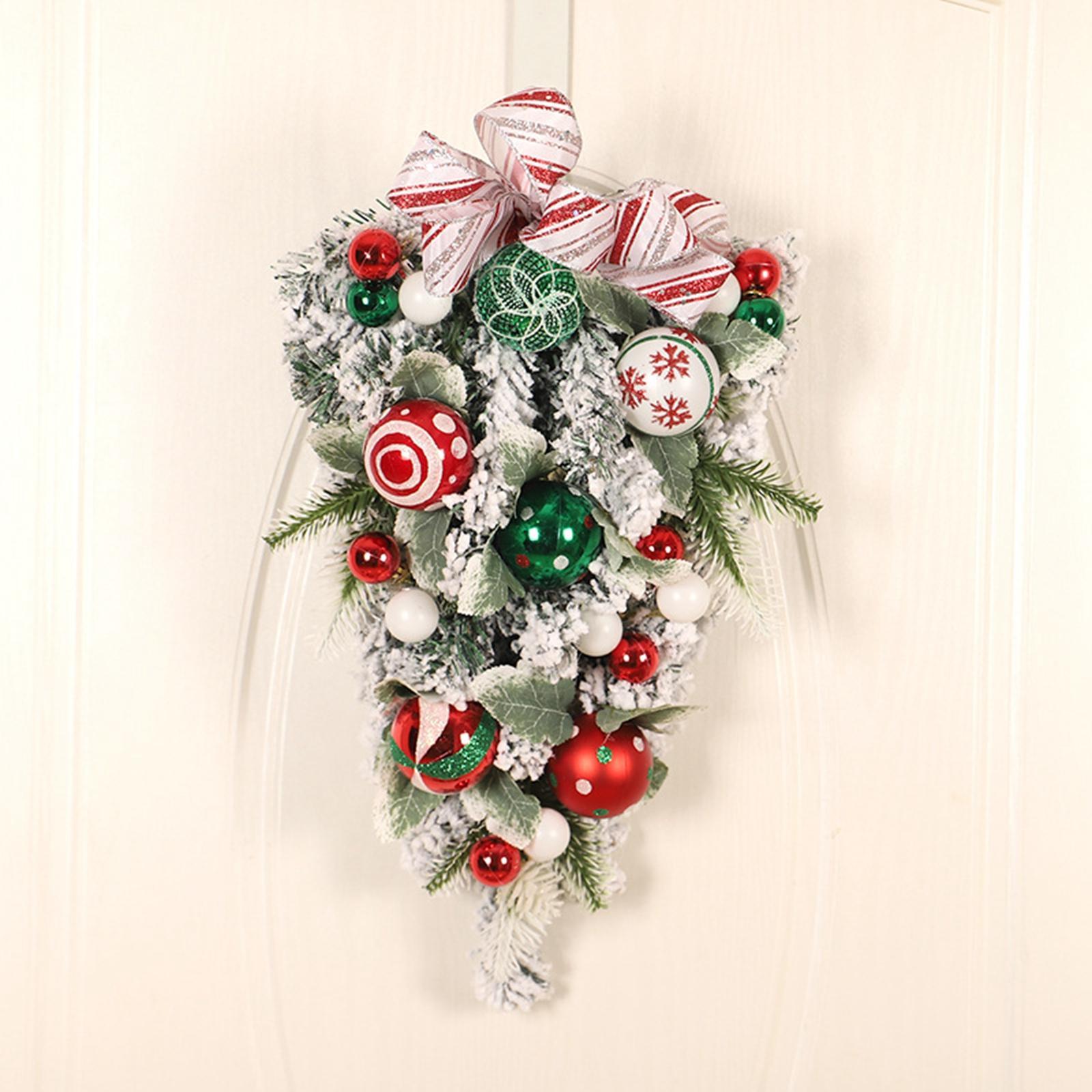 Winter Christmas Teardrop Swag Wall Hanging Ornament Door Wreath Pendant