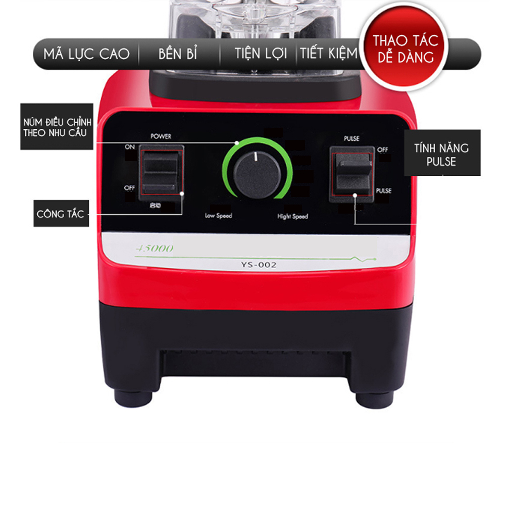 Máy xay sinh tố và thực phẩm đa năng công suất lớn 1000W, xay nhuyễn các loại hoa quả, thịt, cá, đá... dung tích cối lên đến 3lít