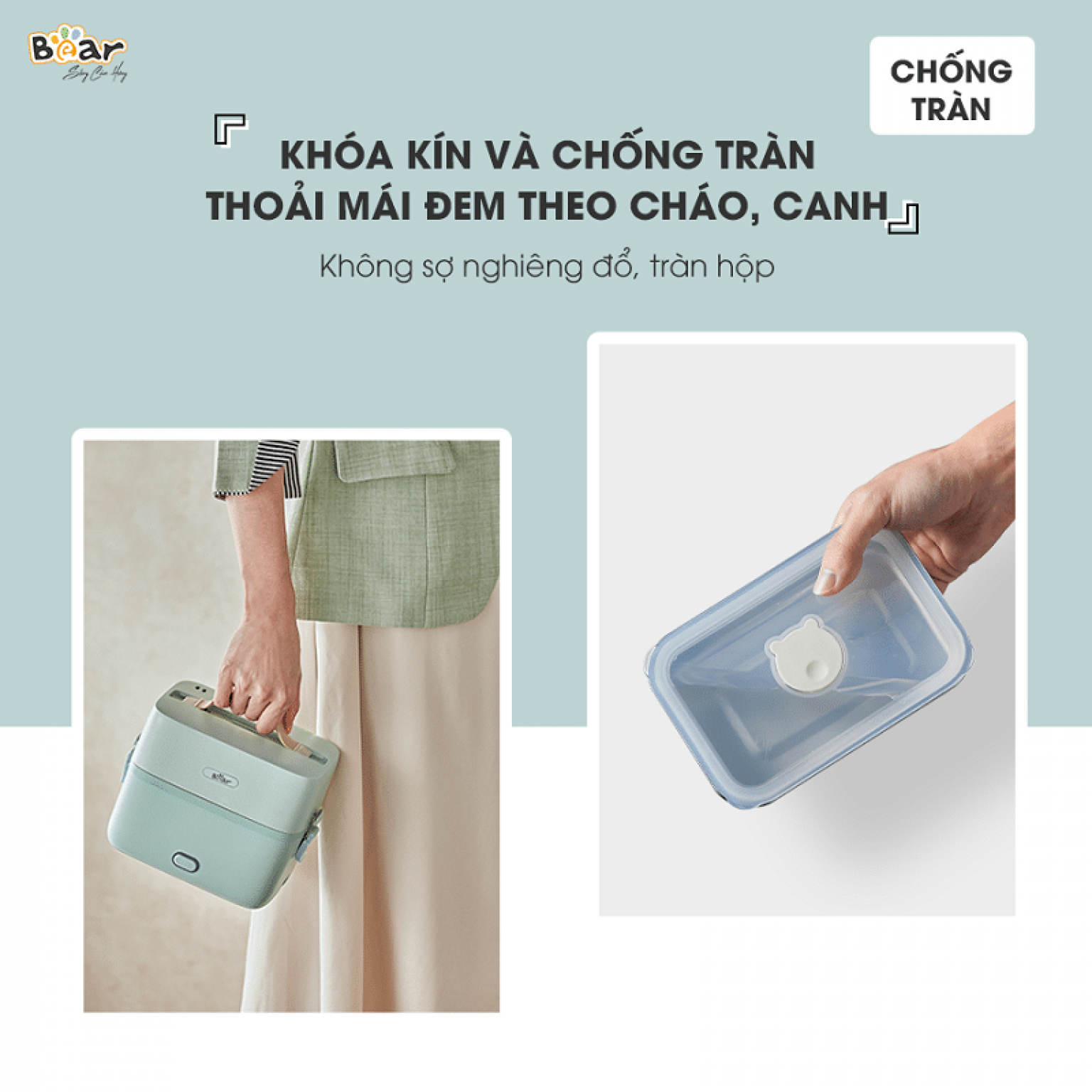 Hộp Cơm Điện Và Nấu Chín BEAR SB-HC12L Inox 304 An Toàn Dung Tích 1.2 Lít - Hàng Chính Hãng