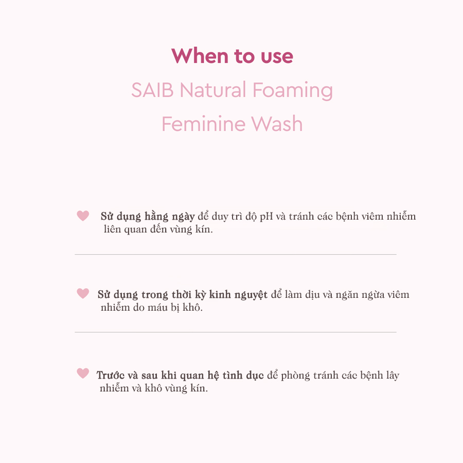 Dung dịch vệ sinh phụ nữ Saib Natural Foaming Ferminine Wash