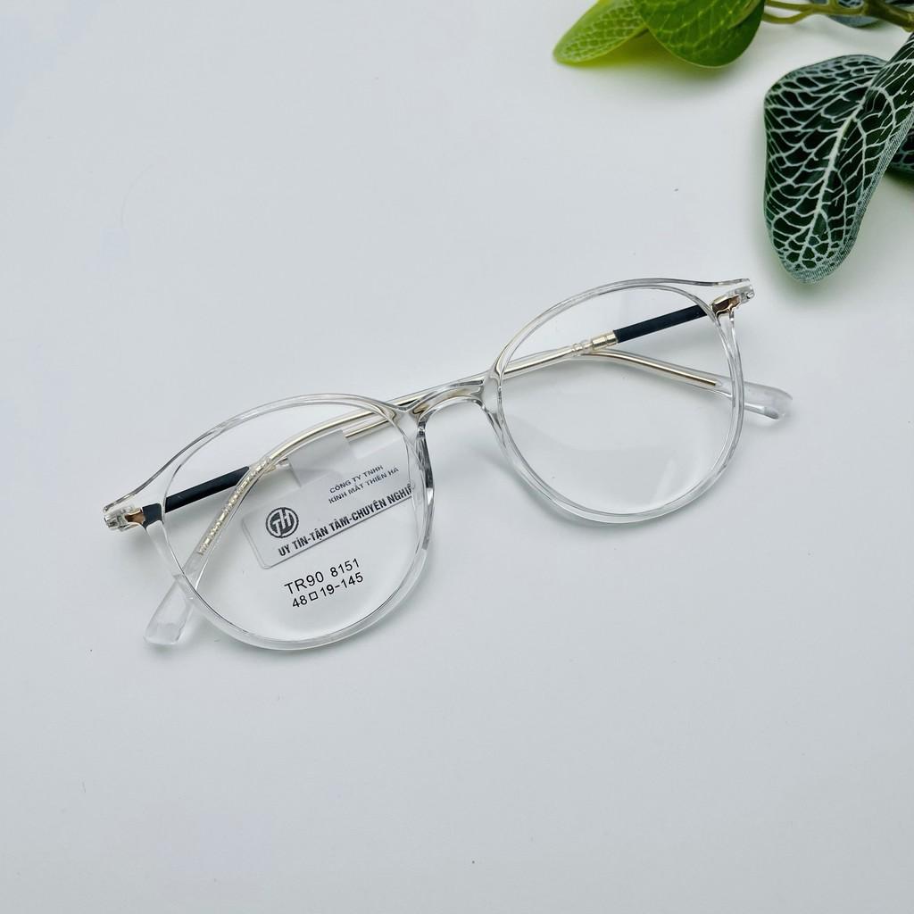 Gọng kính nữ tròn Thiên Hà Optical dáng tròn nhựa dẻo càng mảnh cốt thép trẻ trung dễ đeo sz vừa TH8151