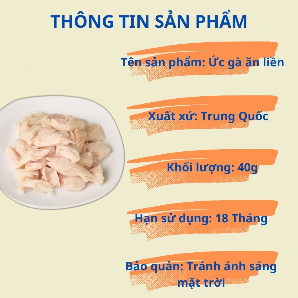 Ức gà hấp ăn liền dinh dưỡng dành cho chó mèo - Gói 40g