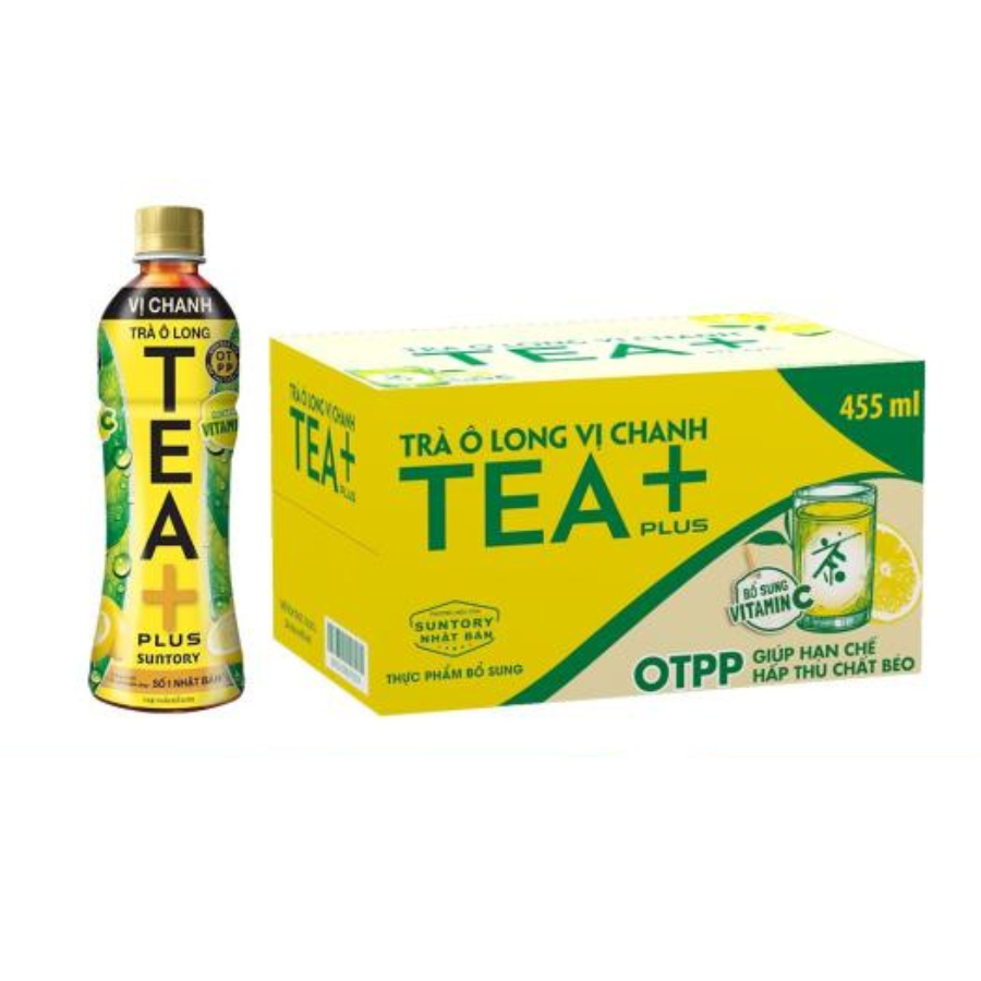 Thùng 24 Chai Trà Ô long Vị Chanh Tea+ (450ml/Chai)