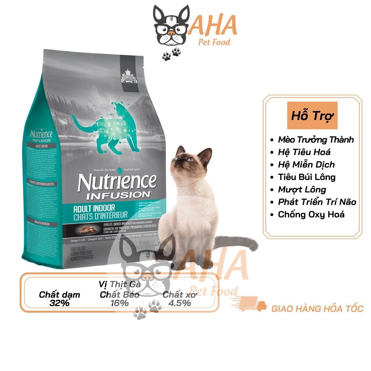 Thức Ăn Hạt Cho Mèo Xiêm Nutrience Subzero Da Lông Bóng Mượt Bao 5kg 4 Loại Thịt Cá, Rau Củ, Trái Cây