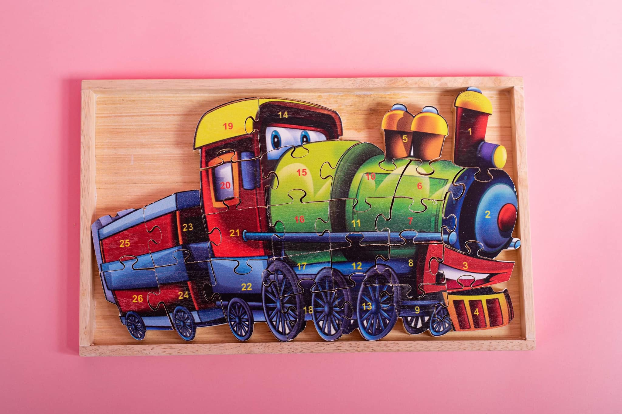 Xếp hình đầu tàu xe lửa 26 chi tiết - Đồ chơi gỗ