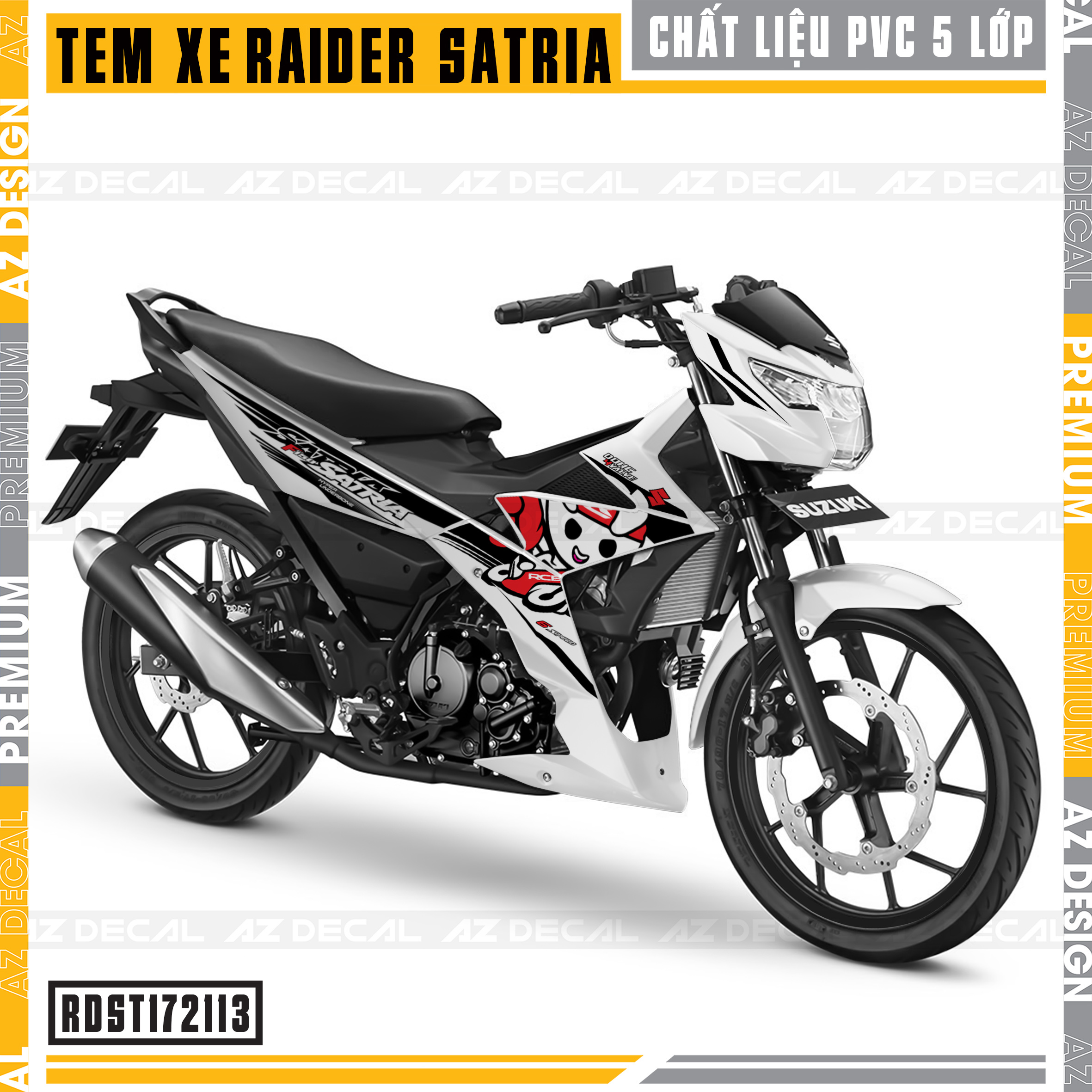 Tem Rời Dán Xe Suzuki Raider - Satria Mẫu 13 | RDST172113 | Decal Chế Chất Liệu PVC Chống Nước, Đa Dạng Màu Tem