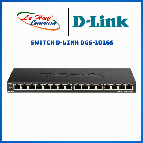 Bộ Chia Mạng Switch D-Link DGS-1016S 16 Cổng RJ45 10/100/1000Mbps Để Bàn Vỏ Kim Loại - Hàng Chính Hãng