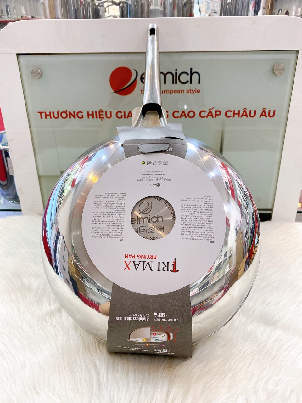 CHẢO INOX NGUYÊN KHỐI 304 SÂU LÒNG ELMICH SIZE 28CM