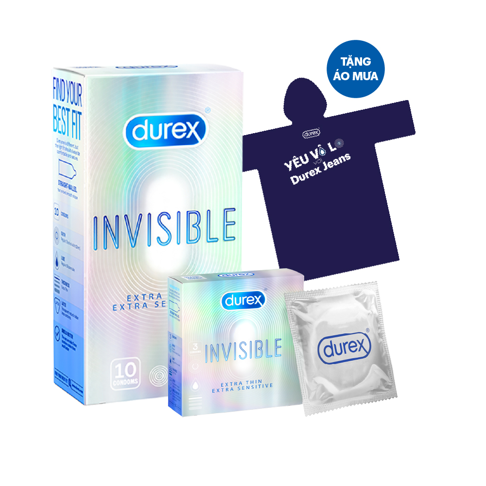 Combo Bao cao su Durex Invisible tặng áo mưa độc quyền Durex