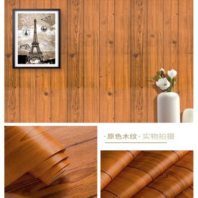 Giấy dán tường giả gỗ nâu dài 10 mét khổ rộng 45 cm