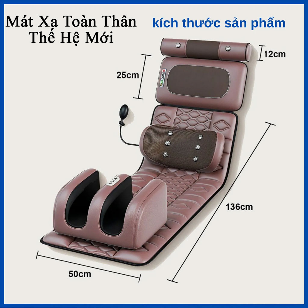 Đệm nệm mat xa toàn thân cao cấp thế hệ mới sử dụng nhiệt hồng ngoại massage cổ, vai, gáy, lưng, chân có thể nằm, ngồi để mát xa giảm nhức mỏi hiệu quả phù hợp với mọi lứa tuổi