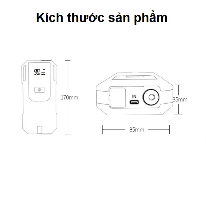 Bộ kích điện ắc quy ô tô, kiêm pin sạc dự phòng Goodyear GY-5358 dung lượng 12000mAh - Hàng Nhập Khẩu