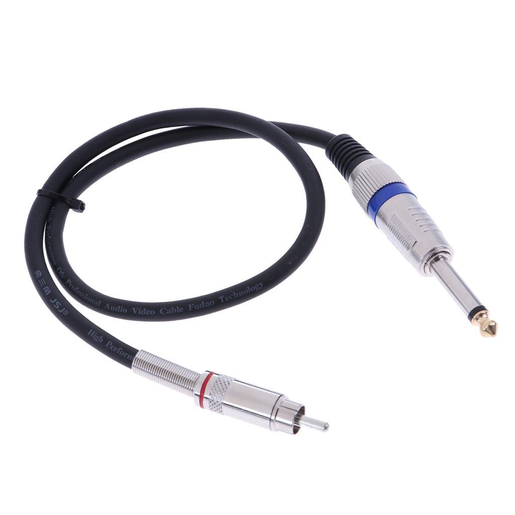 RCA Male to 6.35mm Male Plug Mono Audio AUX Connector Cable Cord 0.5M