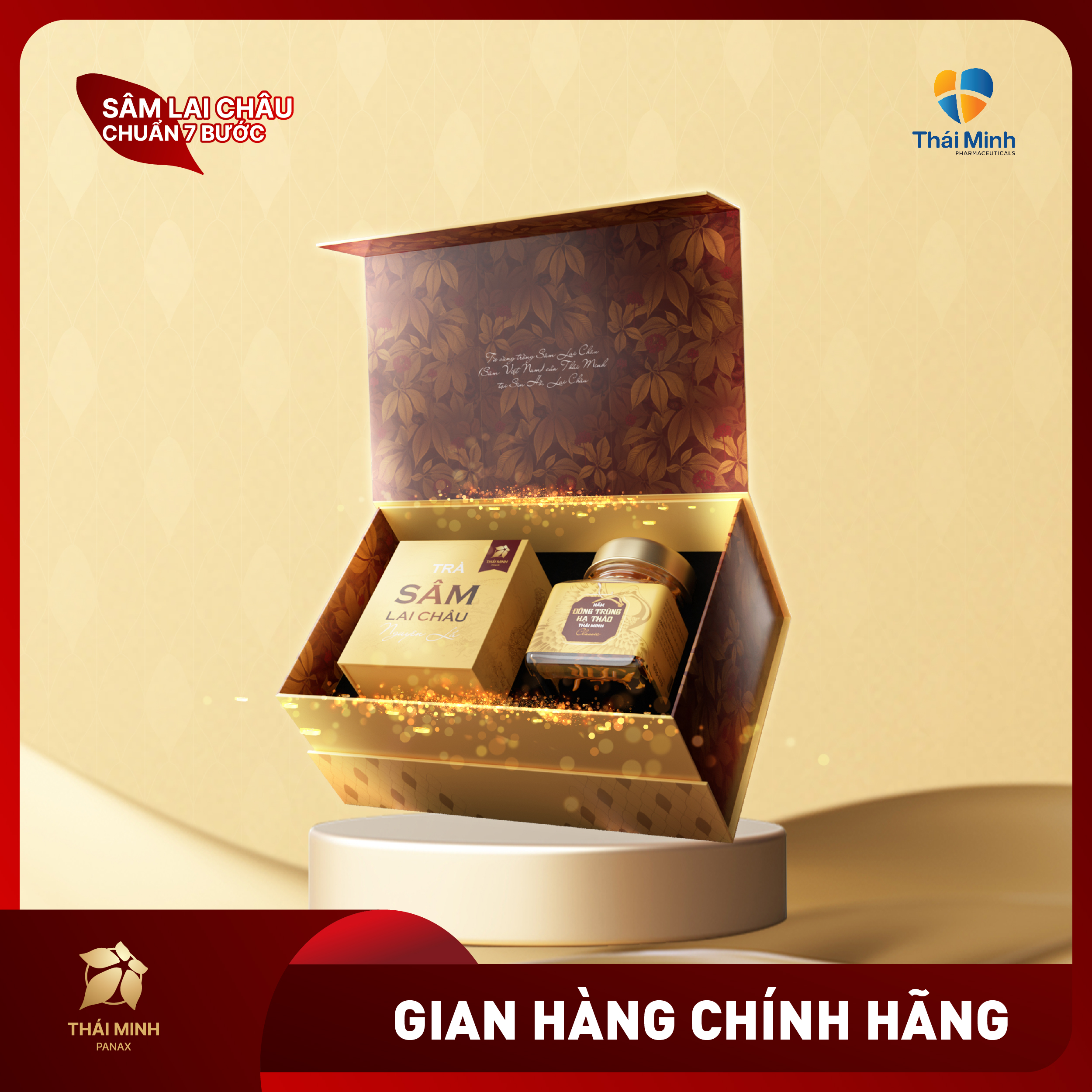 Hộp quà &quot;Trà Sâm thưởng Tết&quot; - Đông trùng hạ thảo &amp; Trà Sâm Việt Nam