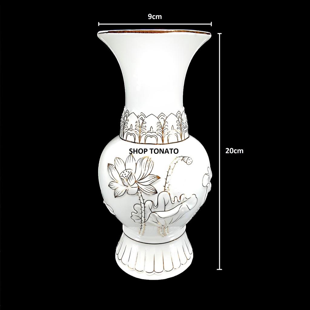 BÌNH BÔNG,LỌ HOA SEN TRẮNG 108 CAO 18CM,20CM,22.5CM,25CM