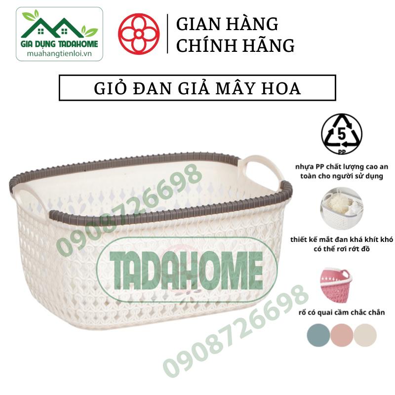 Giỏ nhựa đựng đồ đan hoa có tay cầm 3377 Việt Nhật - TADAHOME