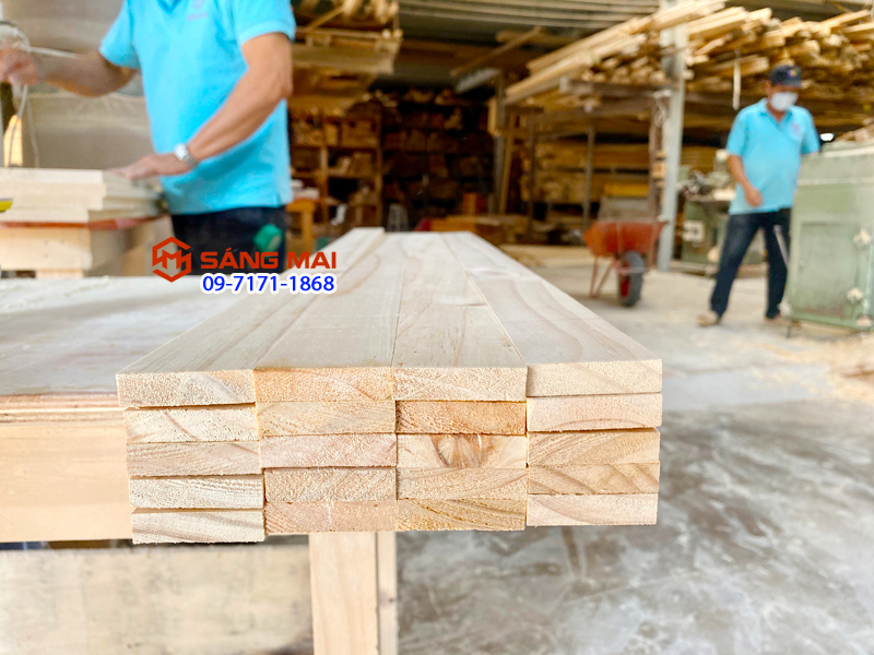 Thanh gỗ thông dày 1cm x 4cm x dài 50cm + láng mịn 4 mặt