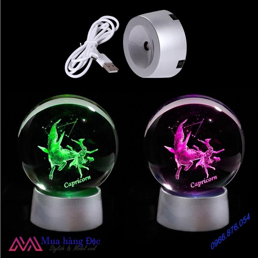 Quà Tặng Sinh Nhật Tháng 1 Quả Cầu Pha Lê Capricorn Crystal Ball 3D LED Cung Ma Kết