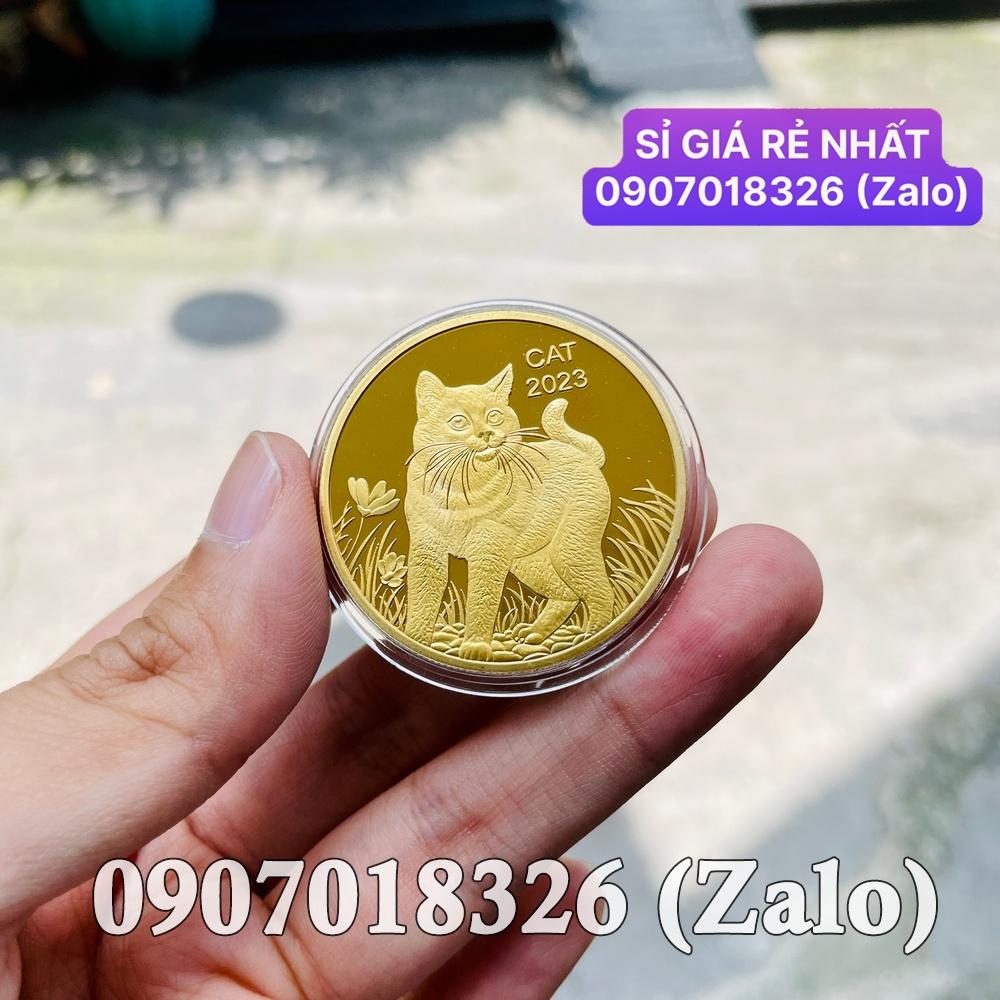 Combo 2 xu con Mèo vàng bạc Úc lì xì Tết Quý Mão, gồm 2 xu NELI