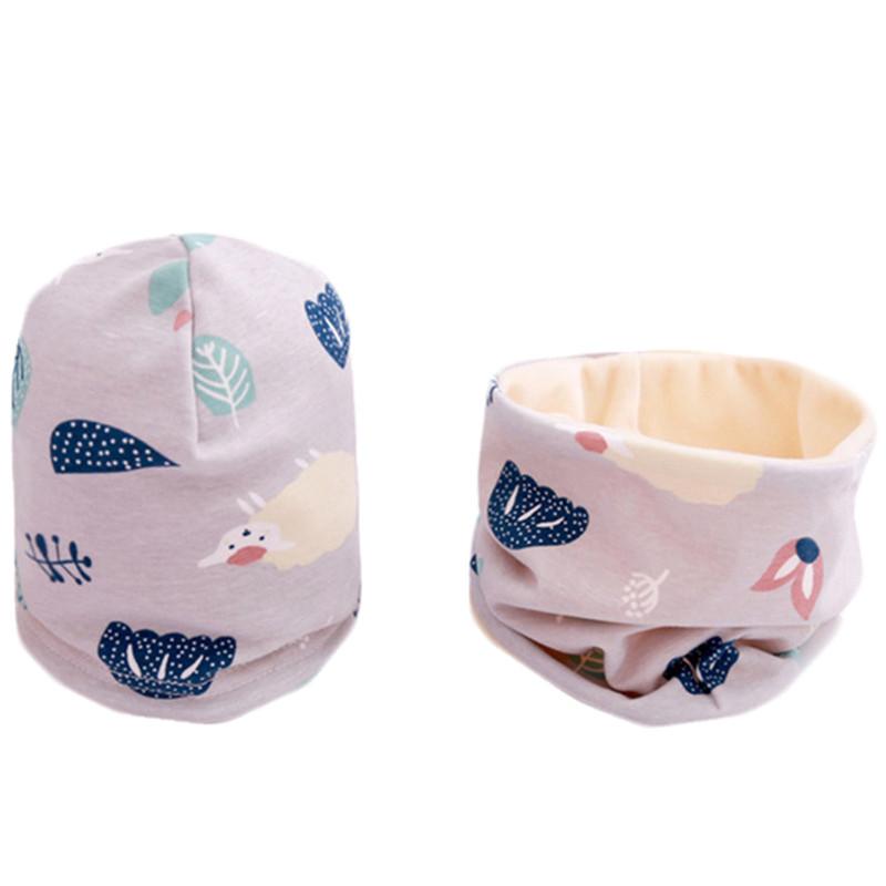 2 Cái/bộ Sang Trọng Nón Cho Bé Bộ Khăn Mũ Trẻ Em Áo Croptop Cotton Nón Mùa Xuân Mùa Đông Bé Gái Bé Trai Nắp Ấm Ấm Áp Trẻ Em nón Lưỡi Trai O Vòng Cổ Bộ