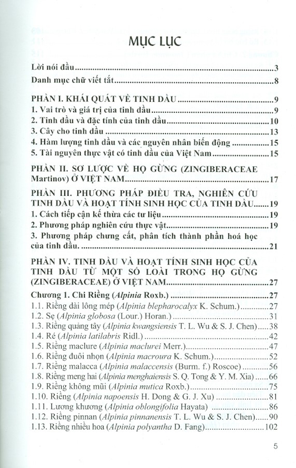 Tinh Dầu Và Hoạt Tính Sinh Học Của Tinh Dầu Từ Một Số Loài Trong Họ Gừng (Zingiberaceae Martinov Ở Việt Nam)