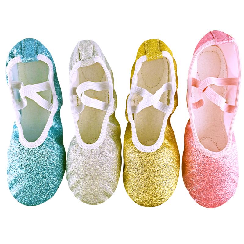 2020 Giày múa ba lê màu xanh long lanh màu xanh cho các cô gái Soft Sole Flat Yoga Gym Dép dép Color: PinkPlus Shoe Size: 6.5