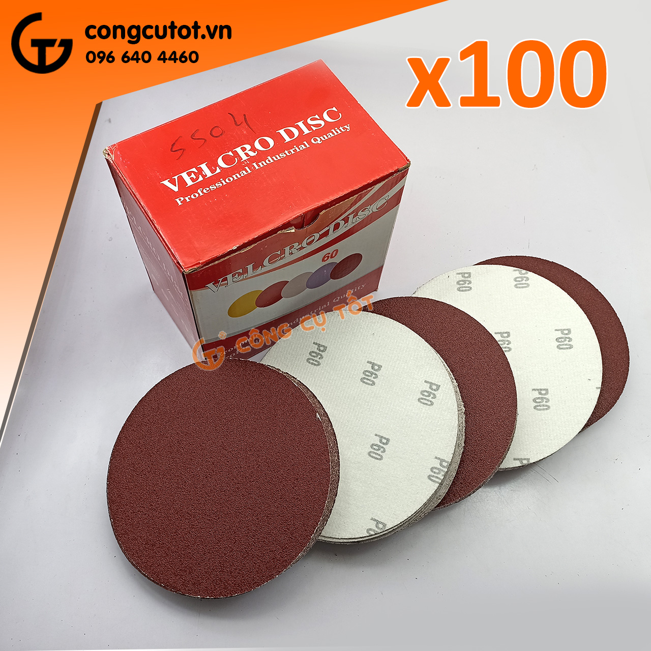 Hộp 100 giấy nhám tròn Ø180mm chuẩn P60