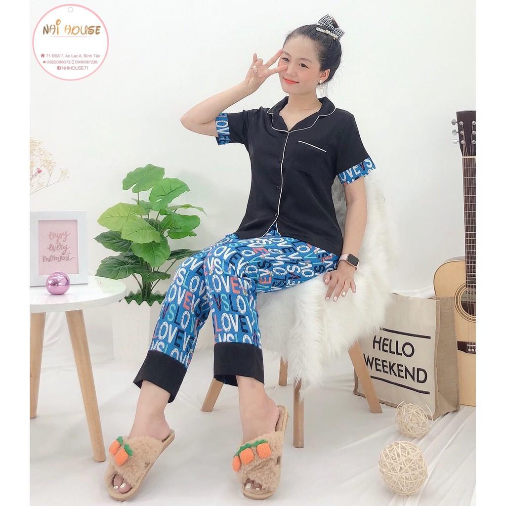 BỘ MẶC NHÀ PIZAMA LỤA NHIHOUSE71 QUẦN DÀI TAY NGẮN ÁO TRƠN PHỐI QUẦN HỌA TIẾT