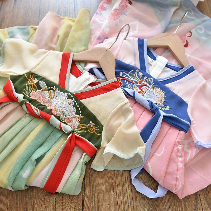 DIYIWEI Váy mùa hè cho trẻ em gái 2023 Váy mùa hè cho trẻ em Hanbok cô gái váy công chúa phong cách phương Tây váy trẻ em váy mùa hè