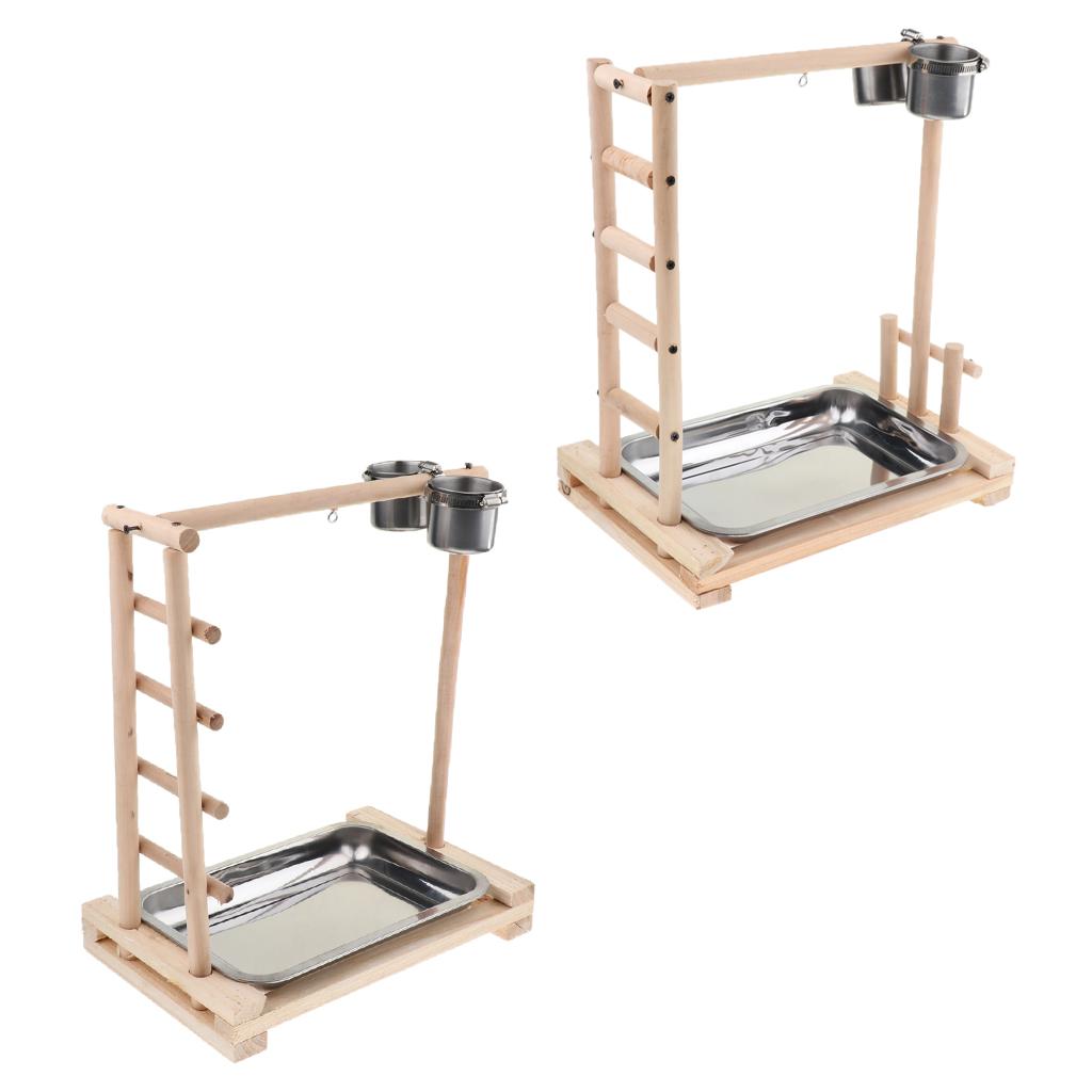 Parrot Bird Playground Perch Gym with Ladder Cups Exercise & Playing